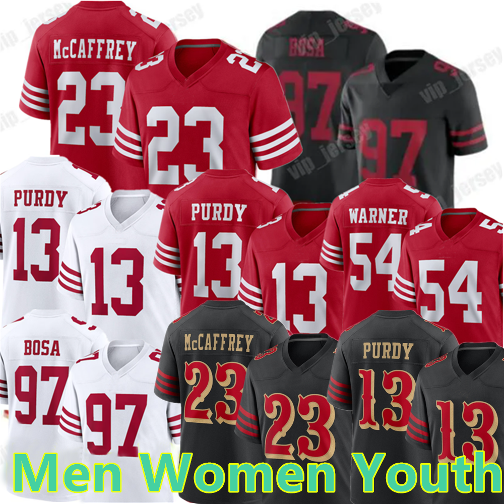 Custom Christian McCaffrey Brock Purdy Football Jerseys Nick Bosa Deebo Samuel Fred Warner Jerry Rice Montana Talanoa Hufanga Trent Williams Brandon Aiyuk