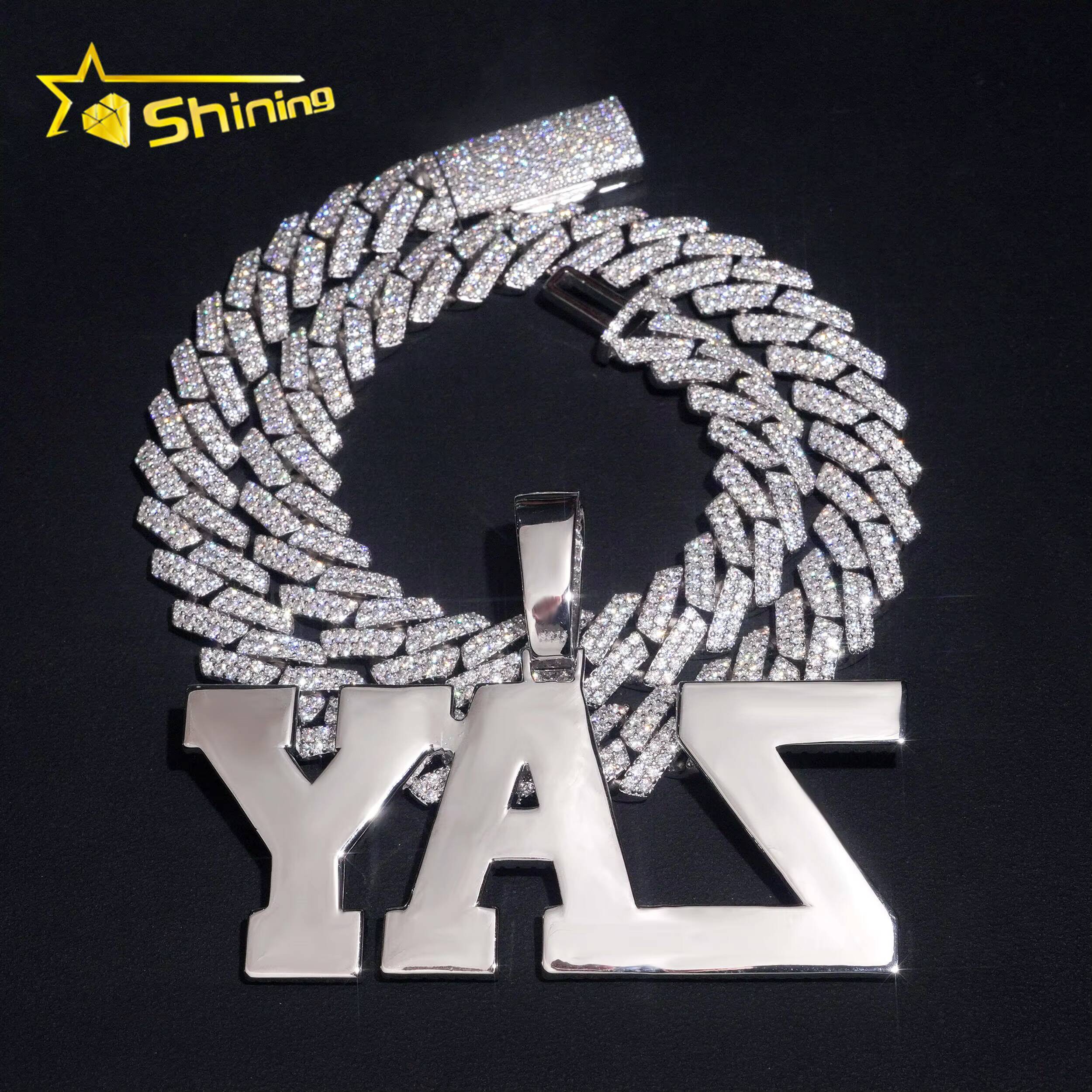 GRA Pass Diamond Test Moissnaite Charms Pendant Silver 925 Gold Plated Hip Hop Iced Out Moissanite Custom Letter Name Pendant