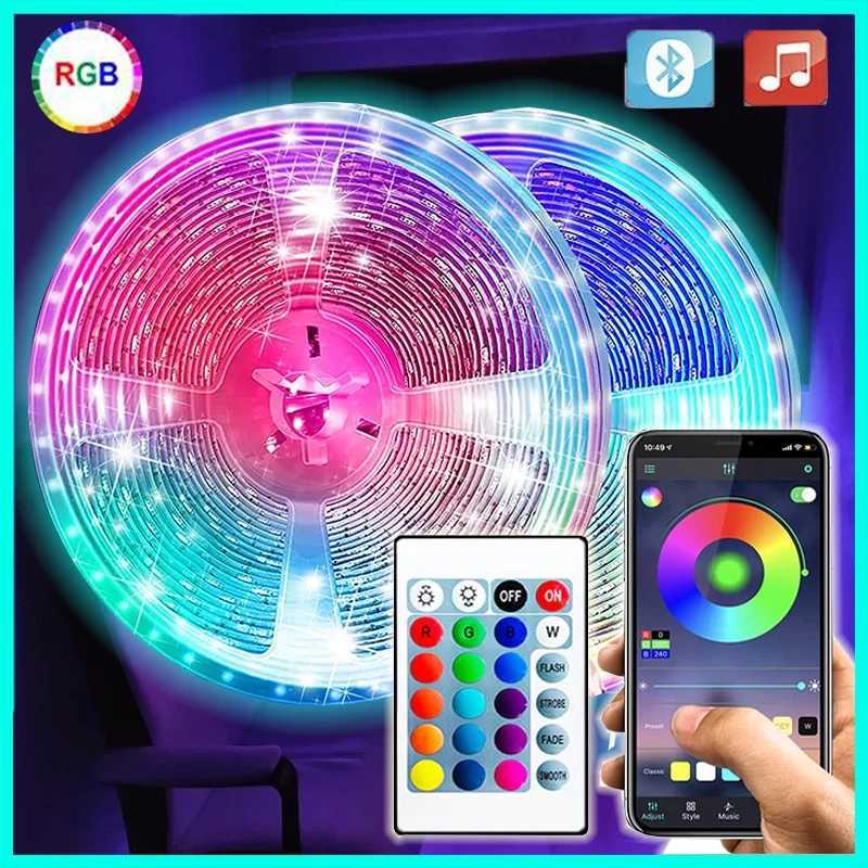 Bluetooth Touch Remote 5V USB LED Strip Lights 5050 RGB 5M Led Light Strip LED Tape Lights for TV Backlight Living Room Decor C250912