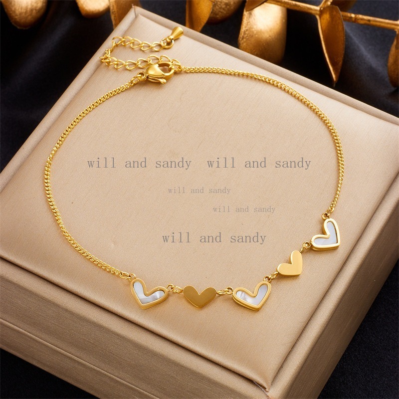 18k Gold Chain Stacking Anklet Bracelet Summer Foot Chain for Women Love Heart Butterlfy Charm Multilayer Foot Charm Anklet Chain Summer Beach Fashion