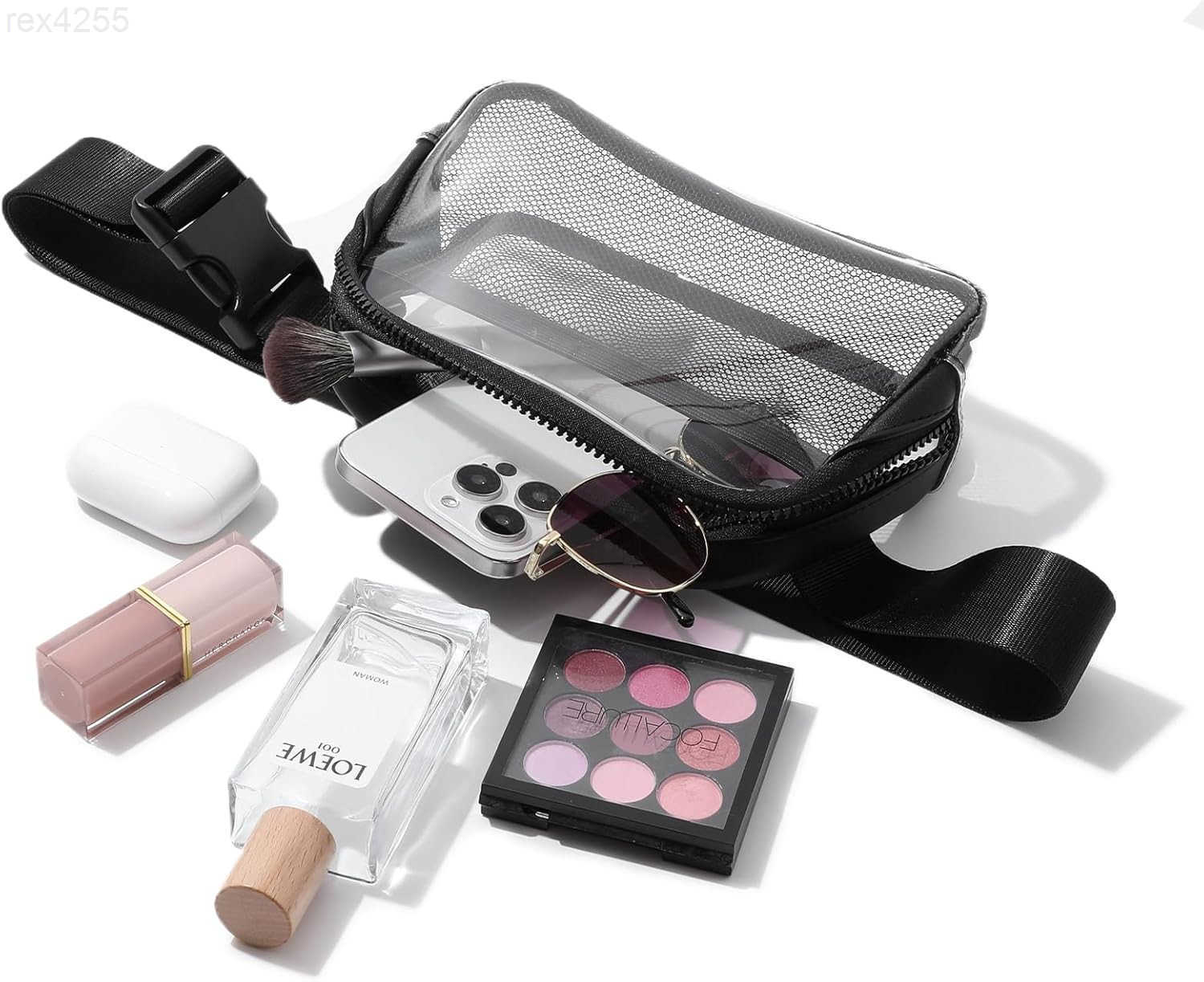 Clear Belt Bag Fanny Pack Stadium Approved Small Leather Transparent Waist Bag with Adjustable Strap for Concerts Sports Events Crossbody Purses for M