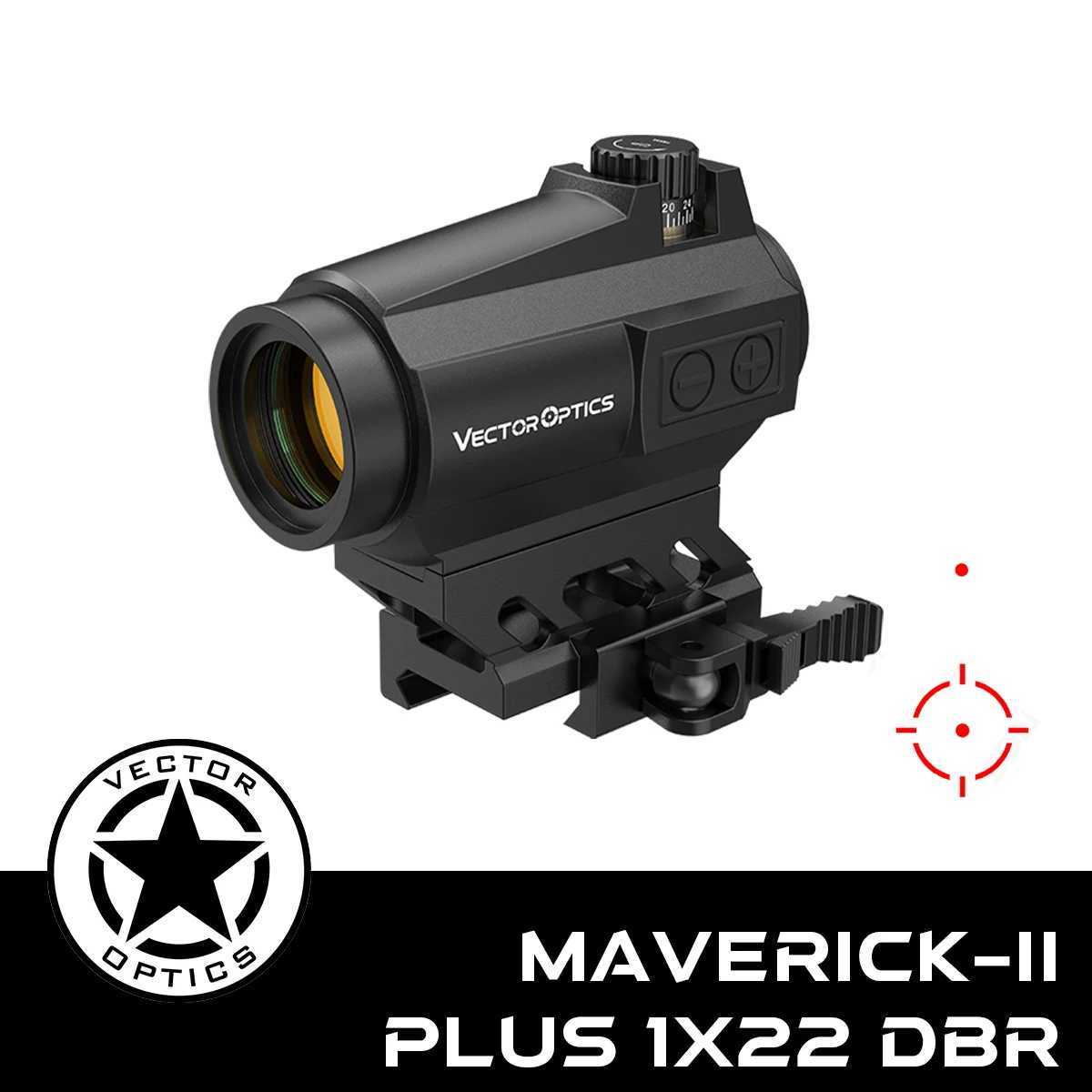 MaverickII Plus 1x22 DBR DoubLEReticLE Red Dot Sight 3MOA With with 9 LEvels Intensity Fit AR 15 223 308 12GA C250912