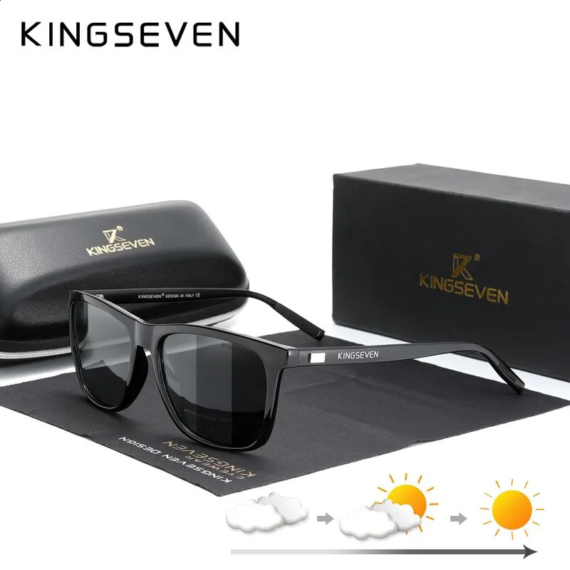 KINGSEVEN Aluminum Sunglasses Men Polarized Pochromic Sun Glasses Womens Accessories Outdoor Sports Eyewear UV400 250912
