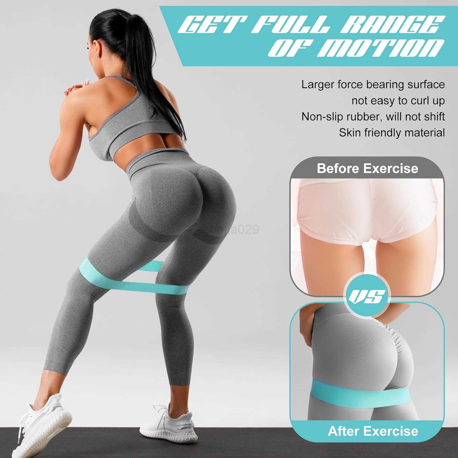 12 Pcs Latex Resistance Loop Exercise Bands for Booty Workout Stretch Exercise Bands Non Slip for Legs Squat Resistance Loop Women Men Starter Butt Hi