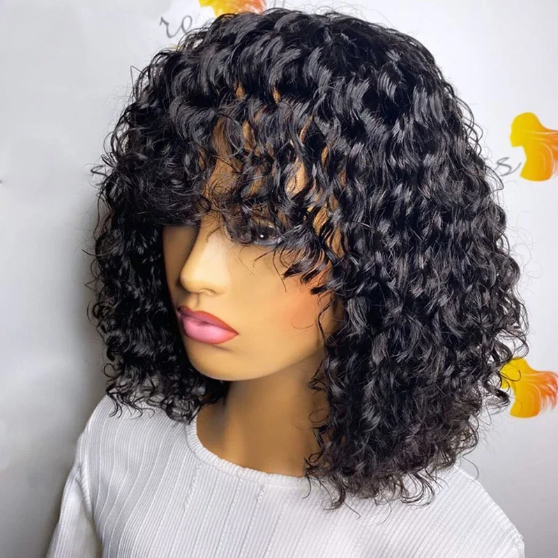 Hd Lace Wig 13x6 Glueless 250 Density Kinky Curly Human Hair Wigs with Bang 360 Full Lace Wig 8-30 Inches Burmese Curly Hair Wig