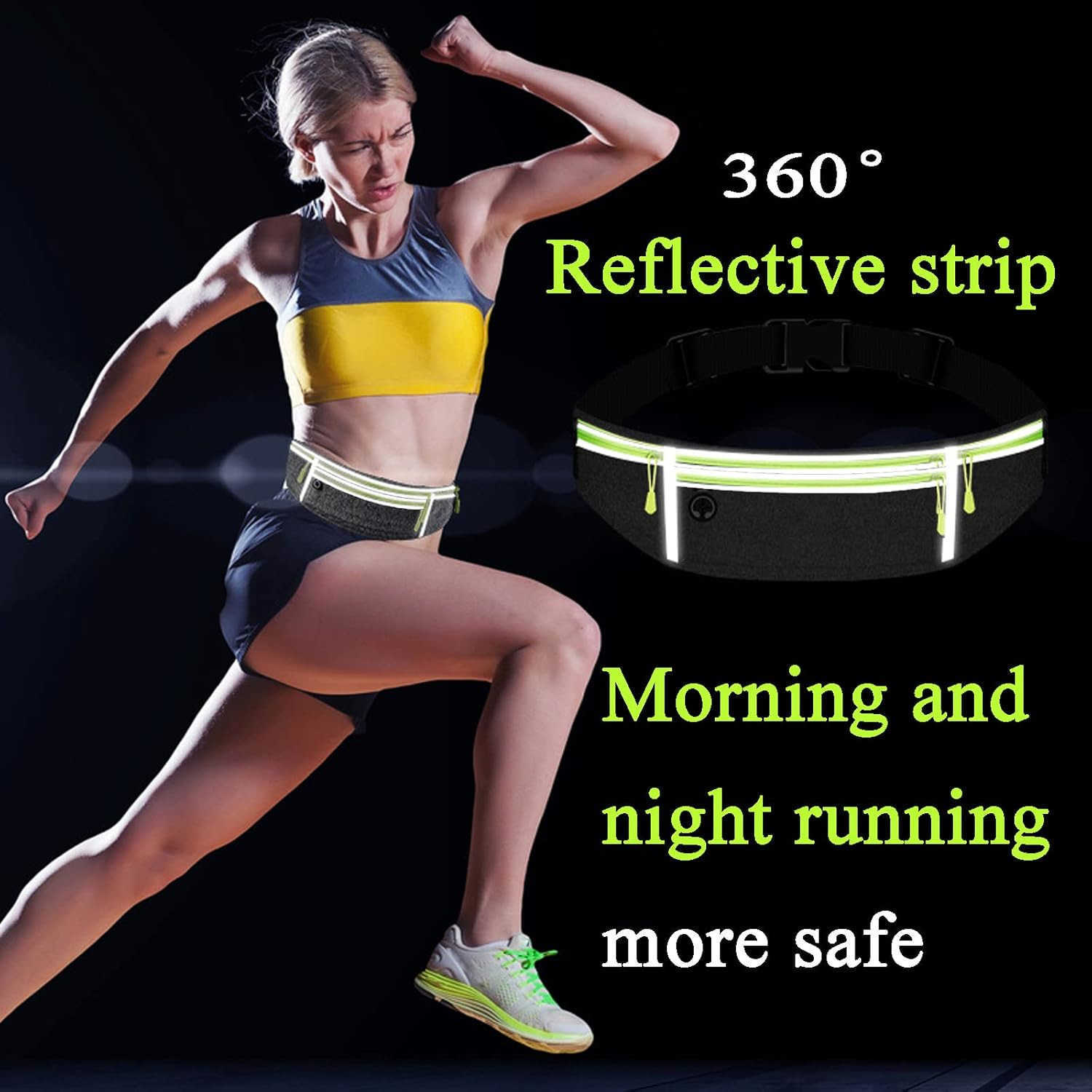 Waist pack sport running Belt Pack with adjustable Strap for running hiking travel outdoors sport Grey 3 PocketsW250912