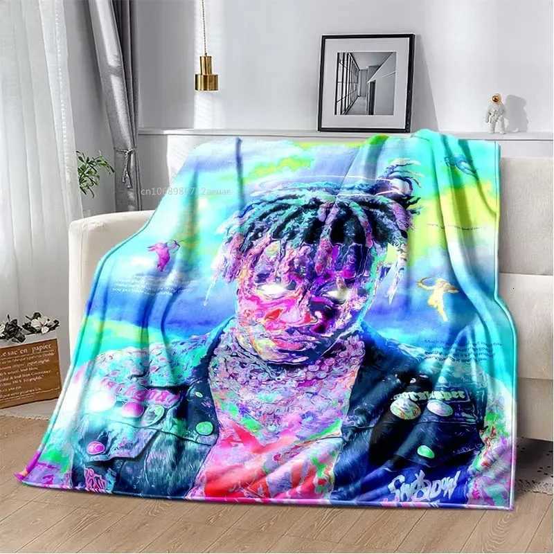 Album Rapper Juice Wrld 999 Blanket Poster Art Printed Flannel Blanket Soft Bedspread Sofa Warming Cover Gift for Music FansXJ250912