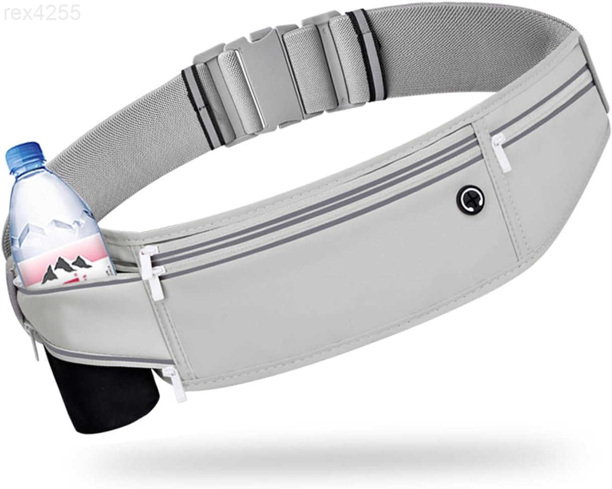 Slim Running Belt for Women MenRunners Fanny Pack Phone HolderMoney BeltRunning Gear Accessorieswith 3 PocketsBlackW250912