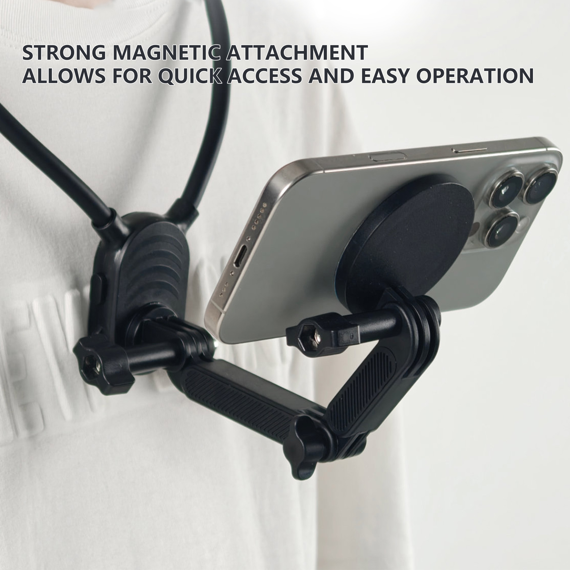 Action Camera Silicone Neck Mount, Adjustable Chest Strap Chest Mount, Hand Free POV Video Vlog Neck Holder for Most Action Cameras and Cell Phones