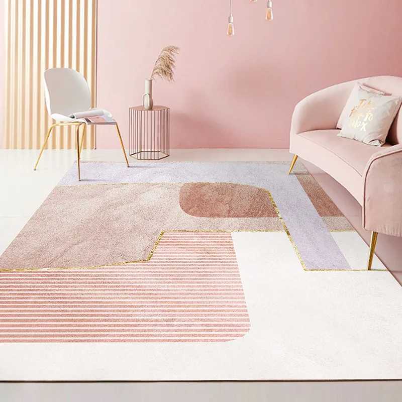 VIKAMA Pink Modern Minimalist Crystal Fleece Carpet for Bedroom Living Room Sofa Side Blanket AntiSlip Soft Home Decoration C250912