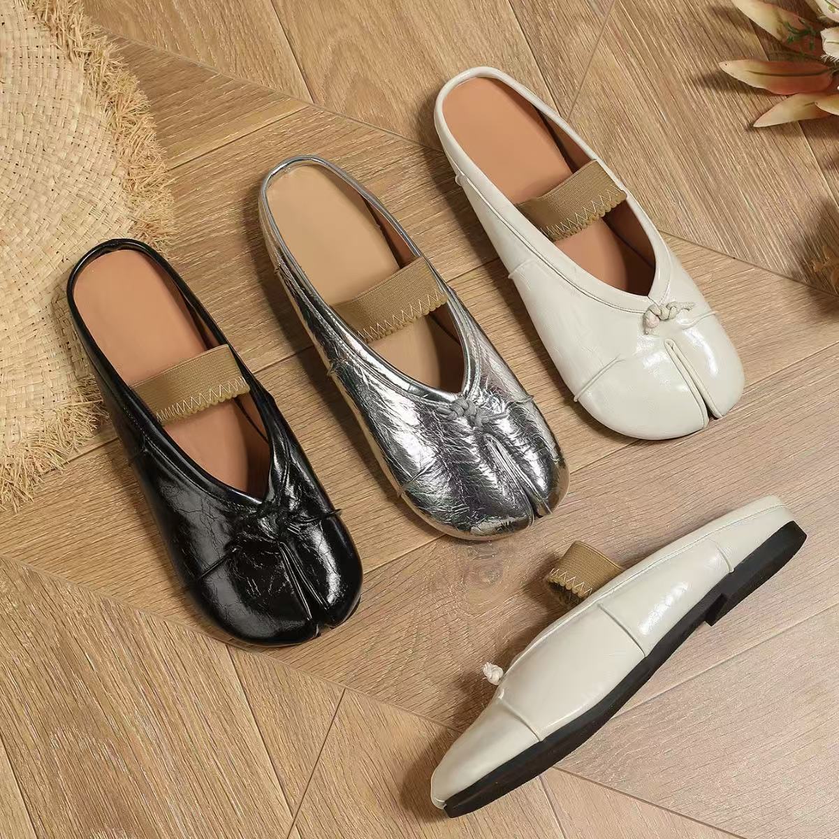 Round Split Toe Flat Shoes Women Hot New 2025 Casual Loafer Moccasins Tabi Ninja Mary Jane Soft Sole Ballet Flats Muje