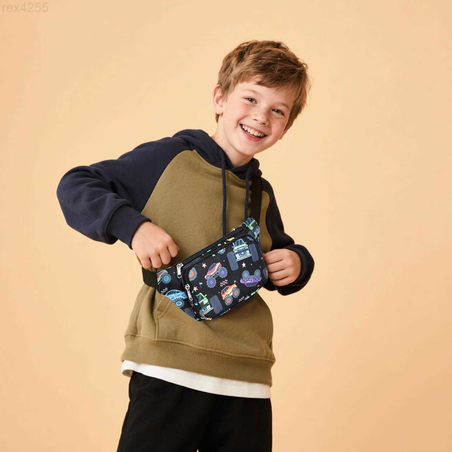 Fanny Pack Belt Bag Boys Crossbody Bag Waist Pack Hip Pack Boys Lightweight Chest Bag Monster Truck BlackW250912