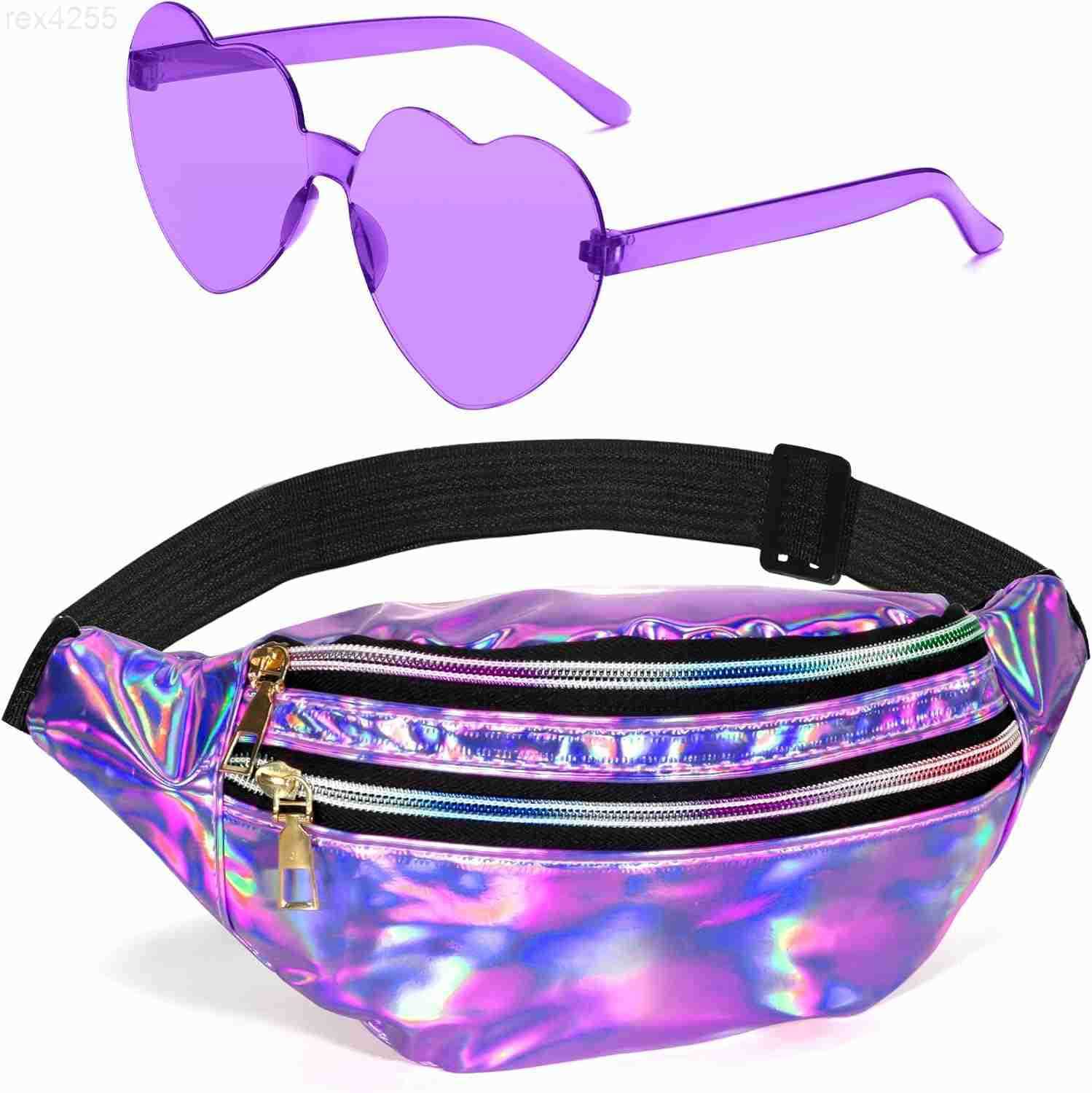 Fanny Packs for Women MenHeart Sunglasses80s 90s Fanny PackCrossbody Fanny Packs for WomenMetallic Color Sport WaistbagPink Fanny PackShiny Waist PaW2