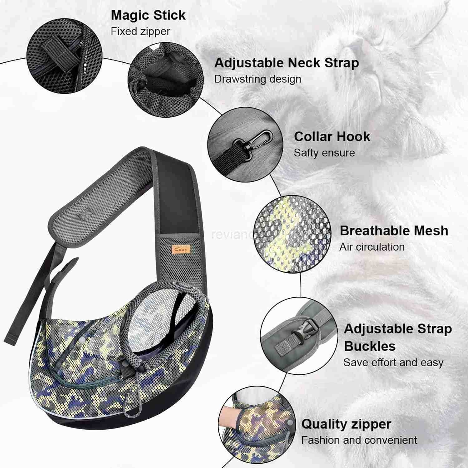 Pet Sling Carrier for Small Dogs CatsDrawstring Zipper Security Hook Triple Designs for Pets Securty Dog BagBreathable Travel Pet Puppy Sling Carrier 