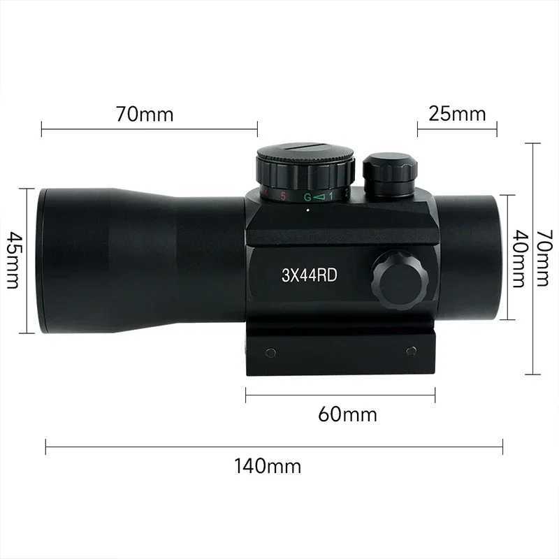 1X40 3X44 Red Dot Sight Hunting Opticsl Scope Compact Reflex Collimator Airsoft Riflescope Tactical Accessory Fit 1120mm Rail C250912