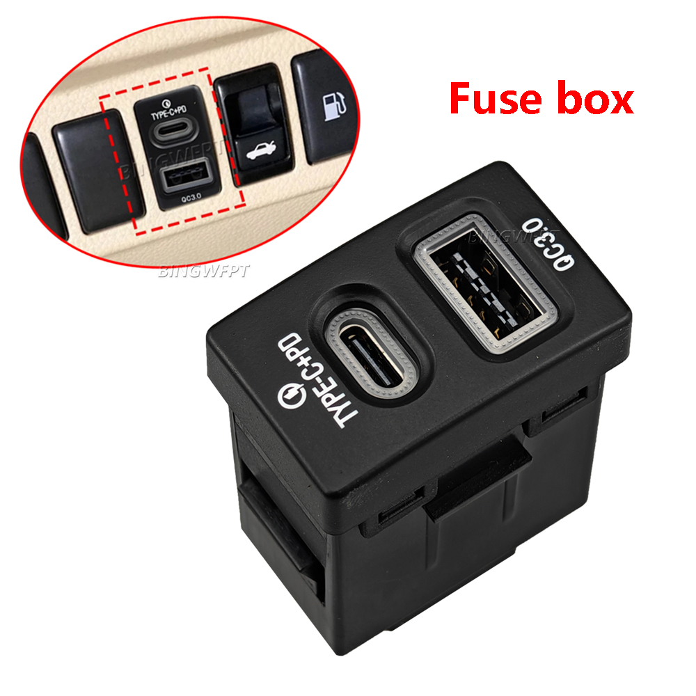 Car USB Charger PD Fast Charging QC3.0 Mobile Charging Adapter Socket Button Suitable For New Honda