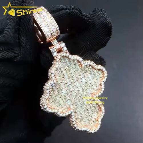 925 Silver Hip Hop Fully Iced Out Moissanite Cross Pendant Custom Gold Plated Baguette Moissanite Diamond Pendant Men Gifts