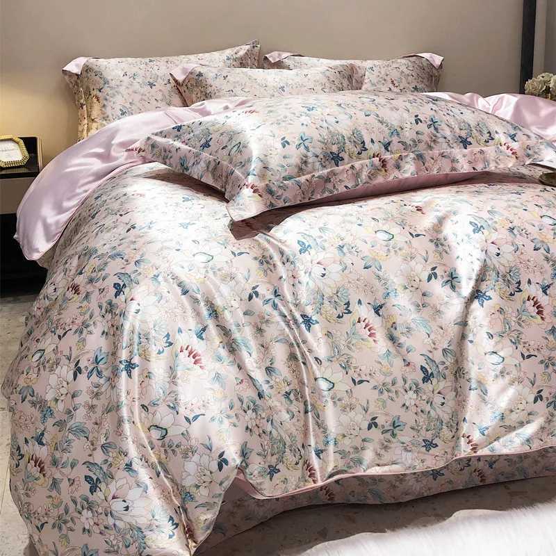 Luxury Blending Mulberry Silk Bedding Set with Duvet Cover Bed Sheet Pillowcase Double Couple Single Summer Blanket Cover Sheets C250912