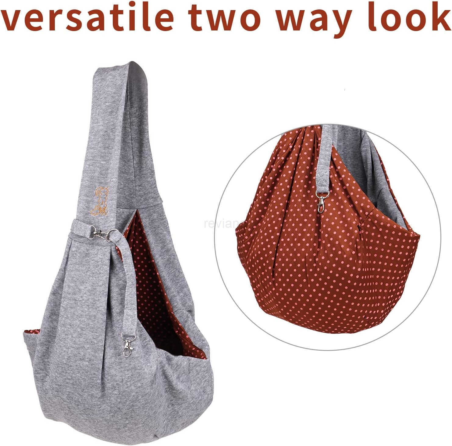 Small Dog Cat Sling CarrierHands Free Reversible Pet Carriers BagPet Carrier Shoulder Crossbody Pet Slings Suitable for Puppy Small Dogs and Cats for 