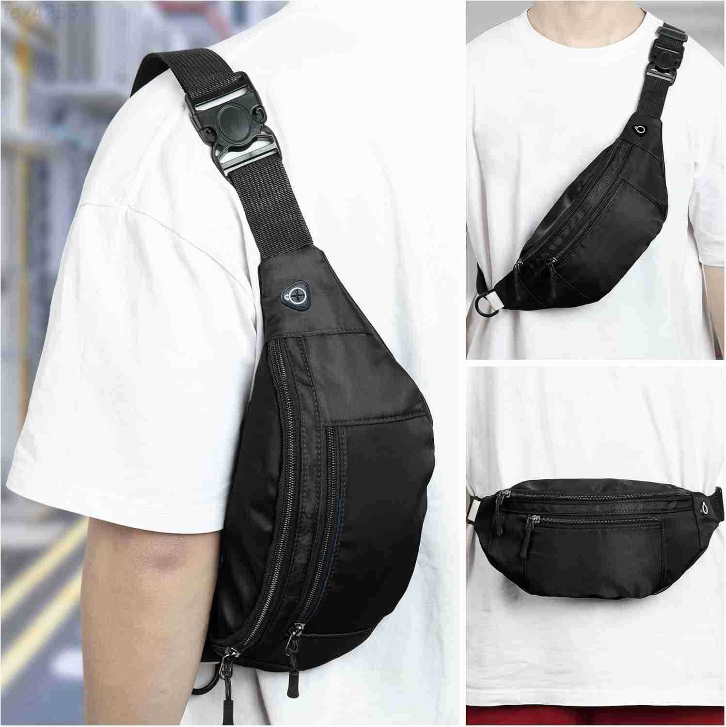 2PCS Crossbody Fanny Pack Large Capacity Waist Bag with Hidden Zipper Pockets Adjustable Strap Fanny Packs Waterproof Oxford Cloth Travel Belt Bag for