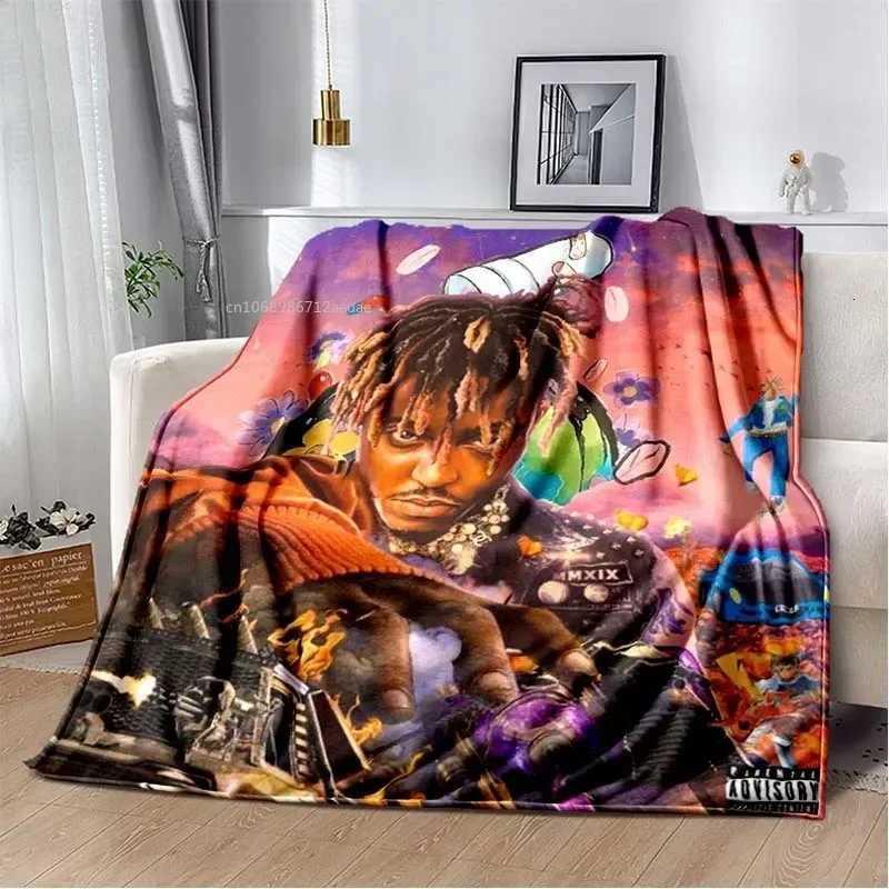 Album Rapper Juice Wrld 999 Blanket Poster Art Printed Flannel Blanket Soft Bedspread Sofa Warming Cover Gift for Music FansXJ250912