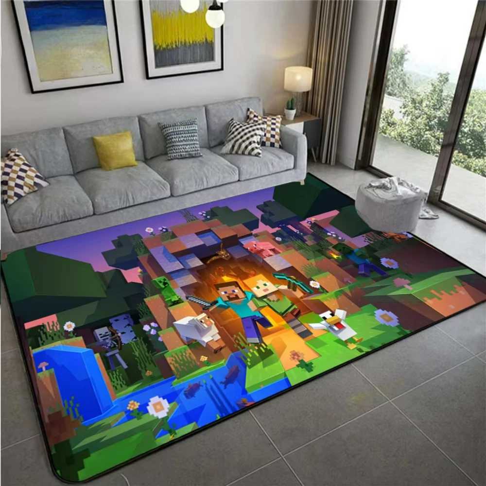 MINISO 3D Game MMINE Sandbox Carpet for Living Room Decor Bedroom Leisure Area Nonslip Mats Bedside Soft Floor Mat Welcome Rug C250912