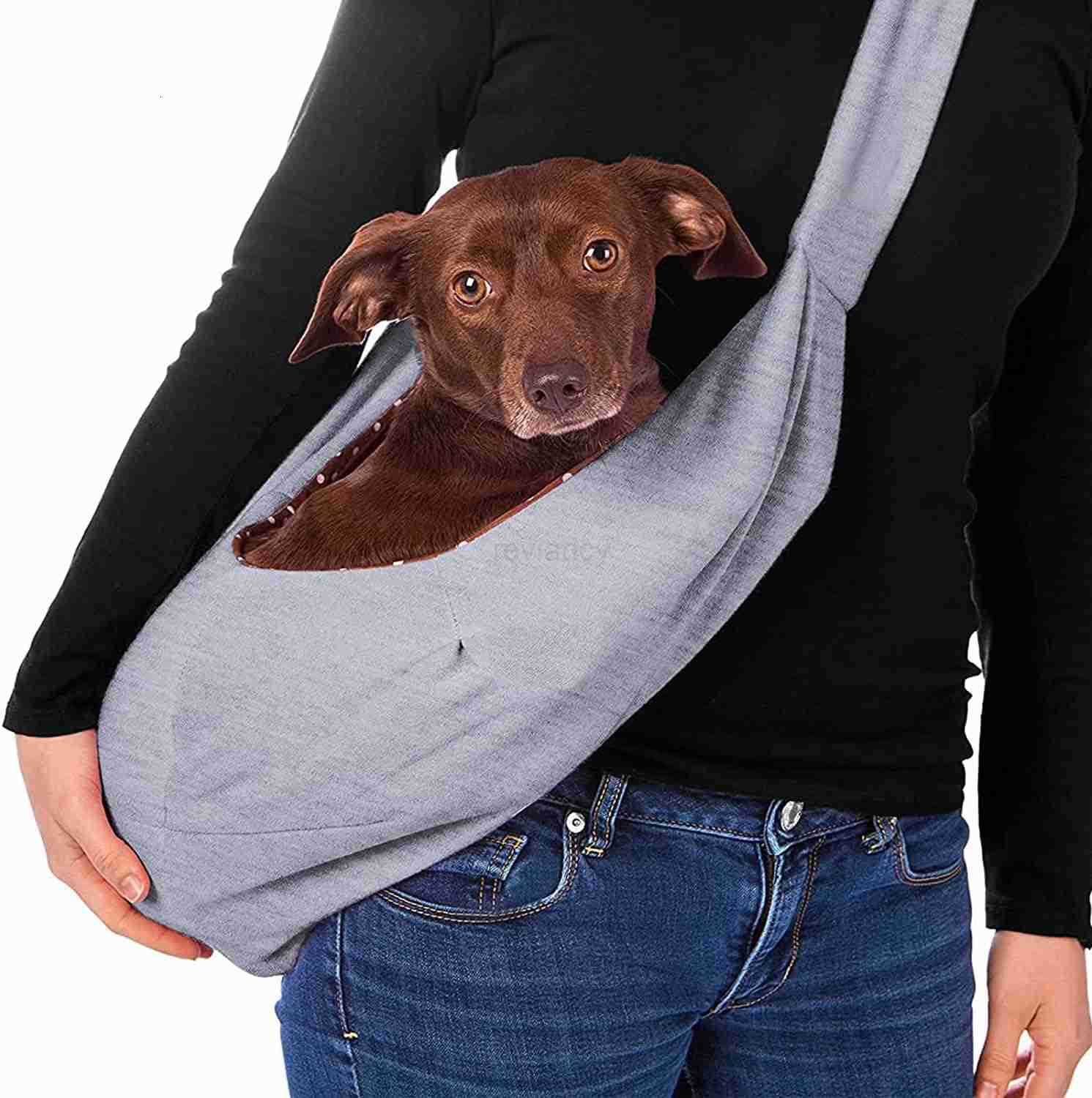 Small Dog Cat Sling CarrierHands Free Reversible Pet Carriers BagPet Carrier Shoulder Crossbody Pet Slings Suitable for Puppy Small Dogs and Cats for 