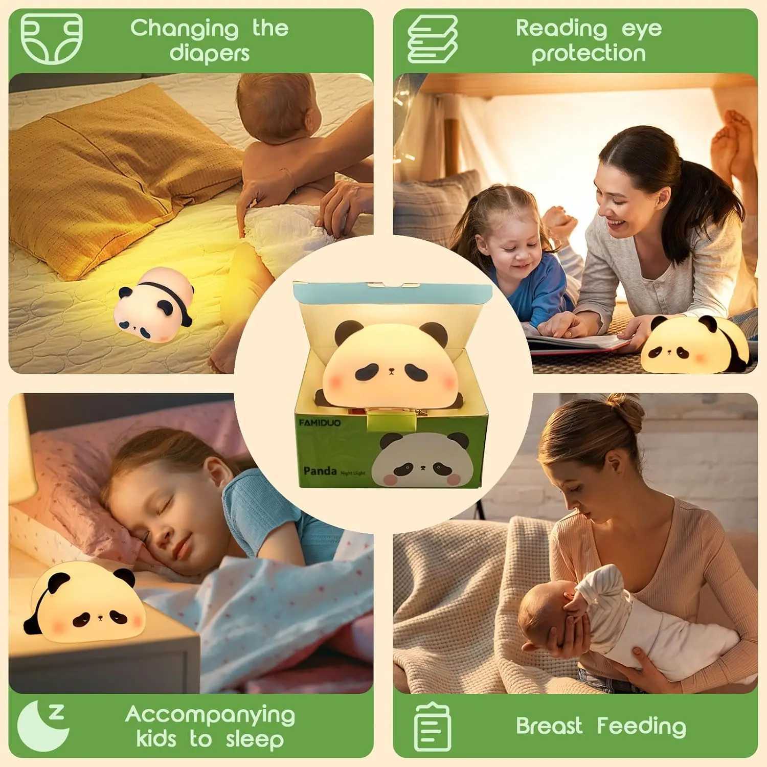 Cute Panda Night Light Food Grade Silicone 3 Level Dimmable Breastfeeding Nursery Nightlight Cute Gifts Stuff for Children C251122