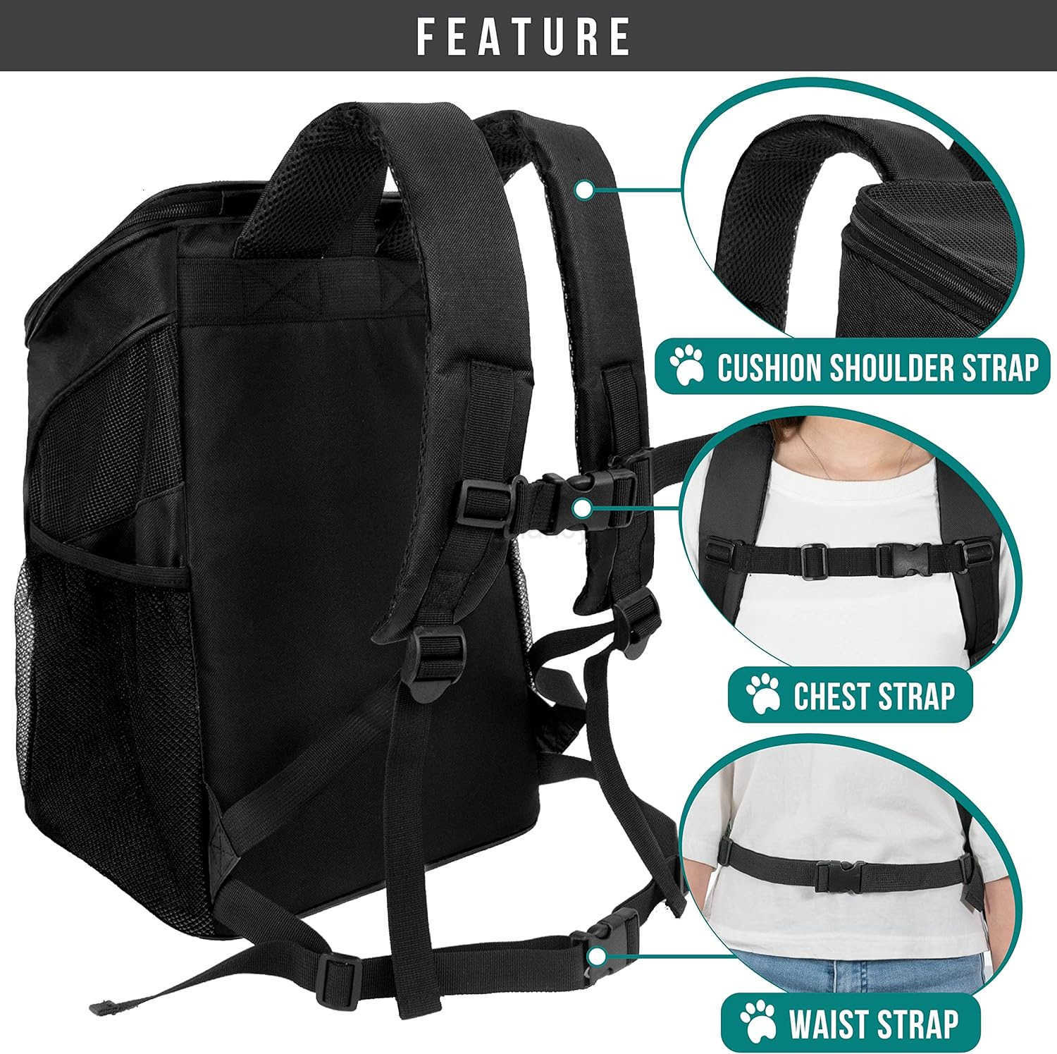 PetAmi Small Dogs and CAT Backpack Carrier Airline Approved Pet Backpack Carrier Ventilated Safety Strap Support Designed for Hiking Travel Camping Ou