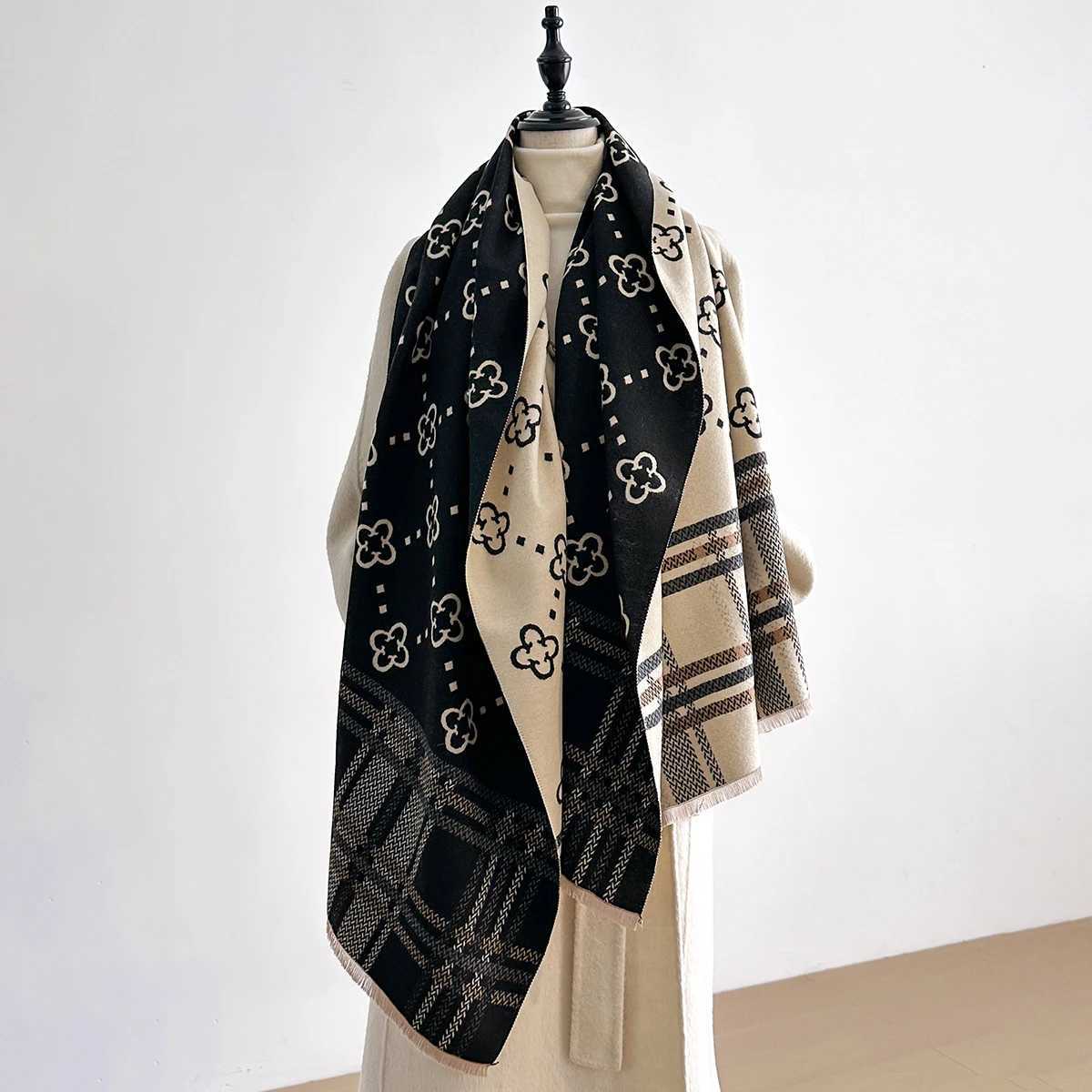 Luxury Winter Scarf for Wen Faux Cashmere Warm Pashmina Thick Soft Shawl Wrap Fem Brand Foard Stylish Bufanda Stole X250912