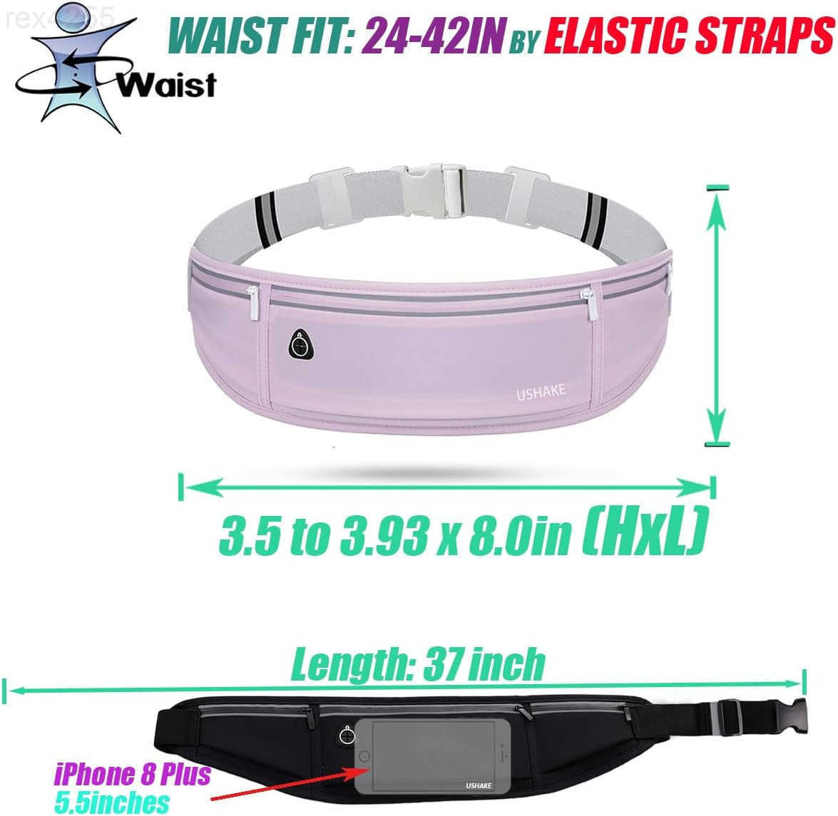Slim Running Belt Workout Fanny Pack for Men WomenExercise Waist Pack for iPhone Holder Runner Belt for Running Walking Cycling Camping Gym Light Purp