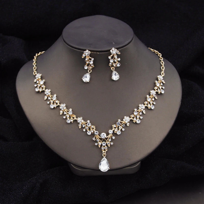 Gorgeous Crystal Fashion Jewelry Sets for Women Choker Necklace Earrings Prom Wedding Dress Bridal Necklace Sets 250911