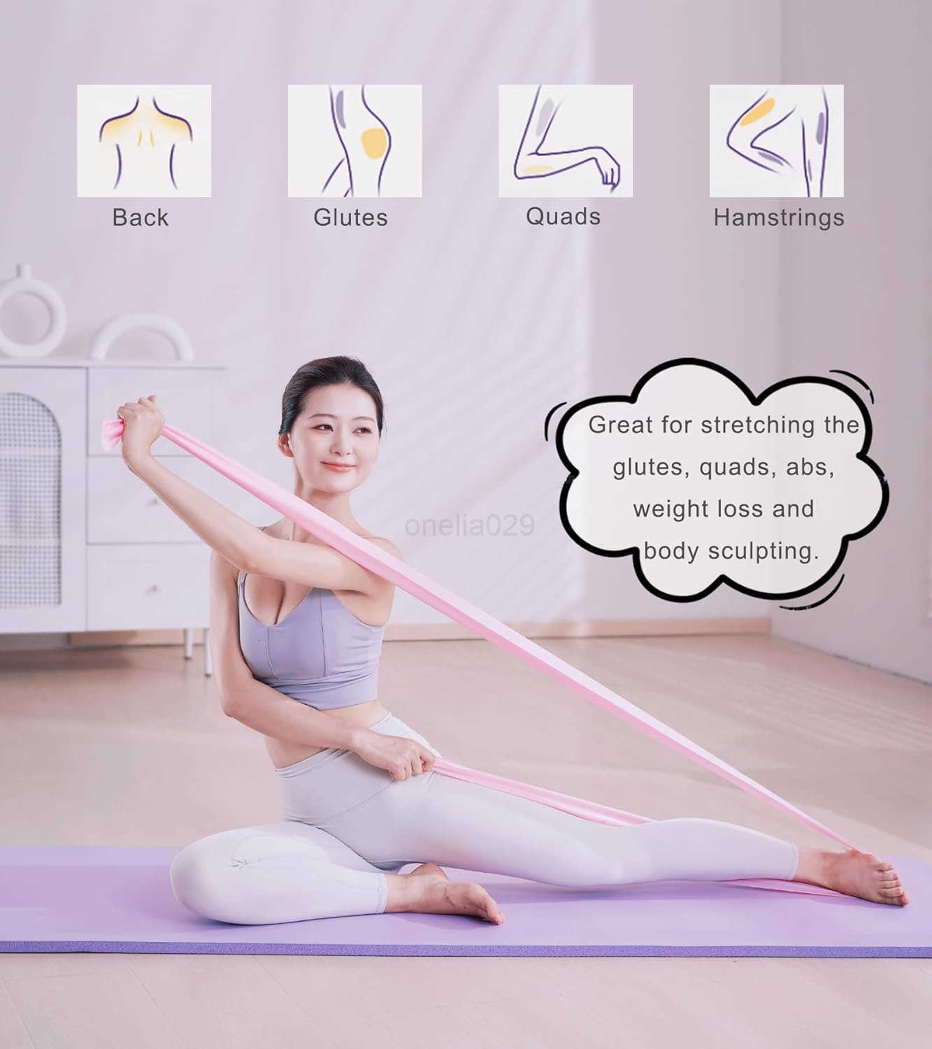 Resistance Bands 65ft Long NonLatex Elastic Stretch Bands Exercise Bands for Physical Therapy Yoga Pilates Rehab Home Gym Workouts Strength Training W