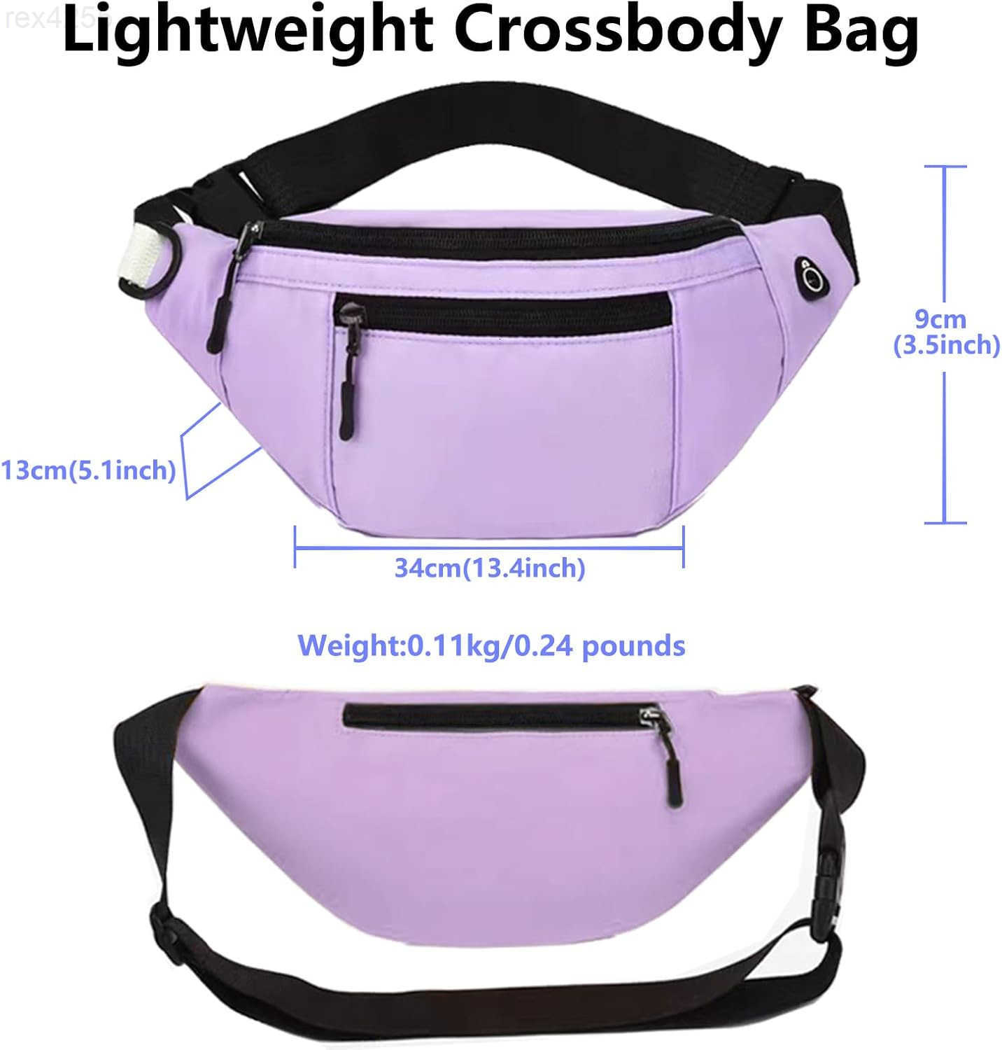 Crossbody Fanny Pack for Men Women Fashion Waist Bag Pack with Adjustable Strap for Outdoors Casual Belt Bag for Travel Walking RunningLight PurpleW25