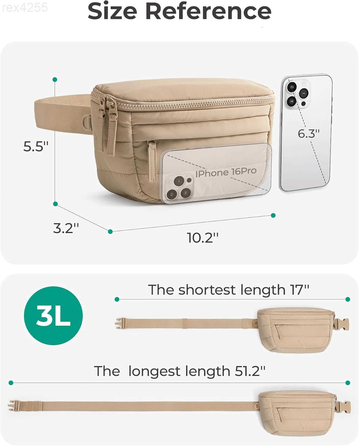 Fanny Packs for Women Two Way Zipper Belt Bag with Adjustable Strap Puffy Fashion Waist Packs for Traveling Workout BlackW250911