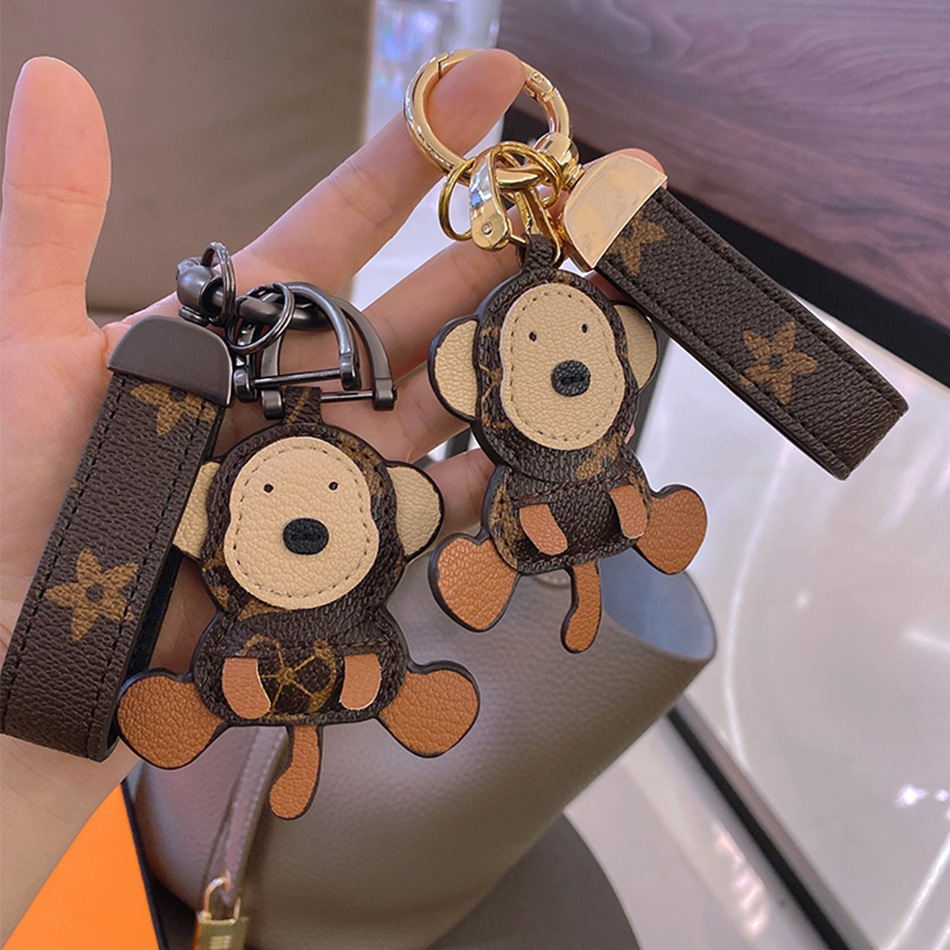 Internet celebrity cute cartoon little monkey for men and women bag pendant decoration doll leather keychain