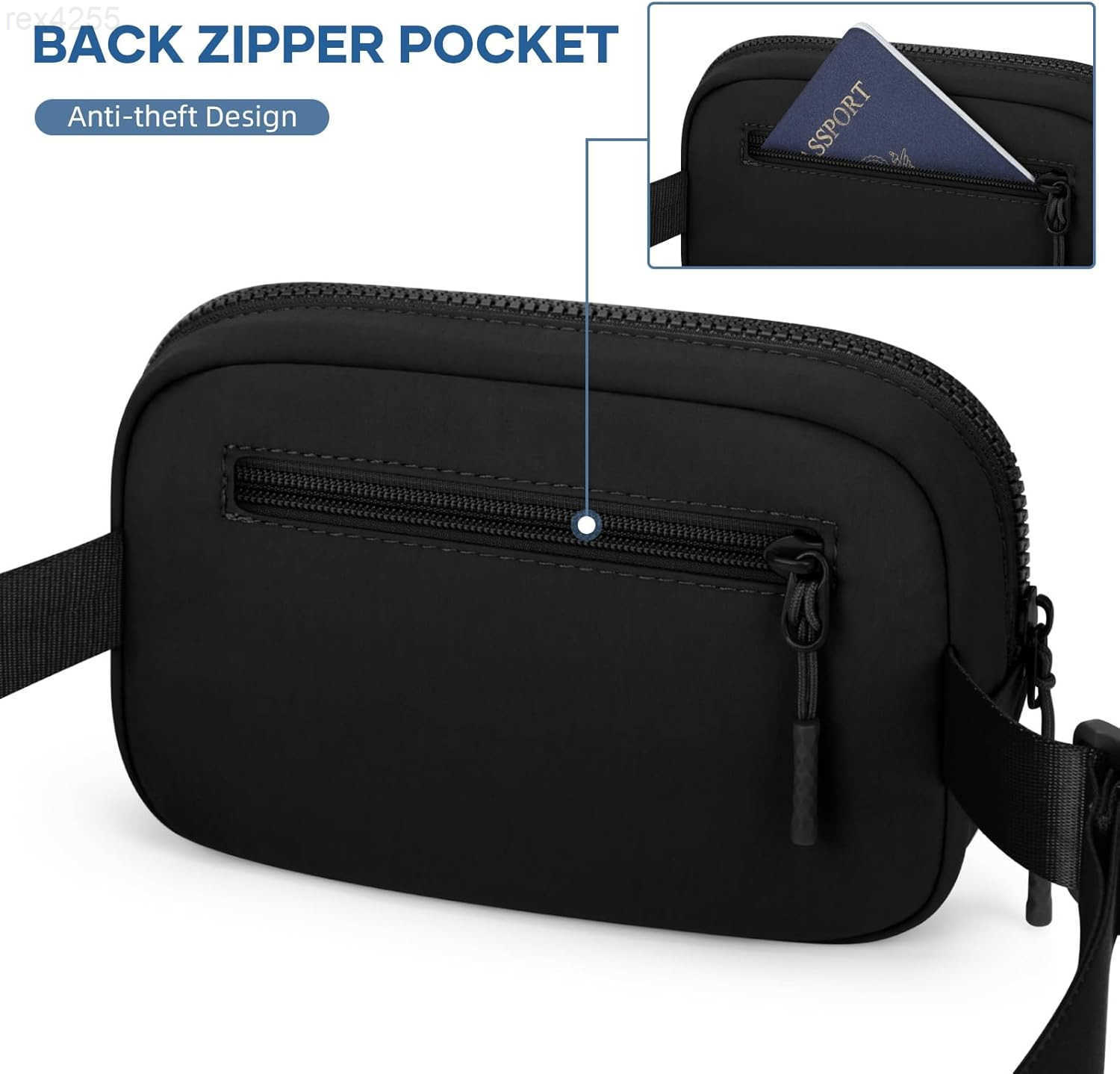 Fanny Pack for Women Men Waterproof Belt Bag with Adjustable Strap Back AntiTheft Zipper Pocket Lightweight Crossbody Bag for Travel Workout Running B