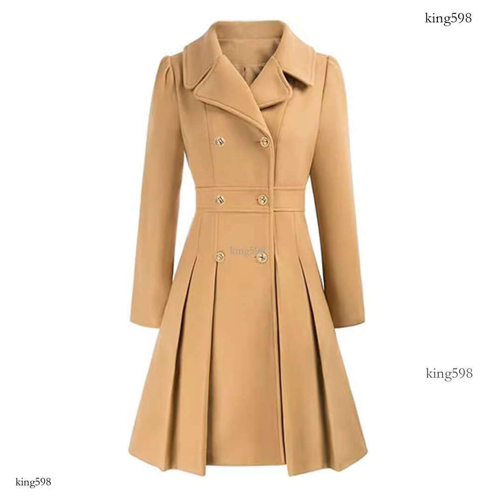 womens coat jackets womens fur coat Autumn Winter European and American Selected Women's Trench Coat with Turn-Down Collar, Double-Breasted, A-Li
