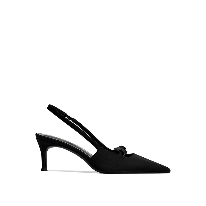 2025 Autumn New French Fairy Style Light Luxury Elegant Hollow Butterfly Knot Thin Heel Pointed Open Back Women's High Heels Designer Shoes