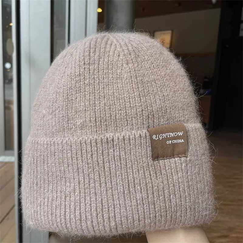 New Rabbit Fur Knitted Hat for Wen ColdProof and Warm Autumn and Winter Hat Korean Sty FeceLi Versati Beanie G250910
