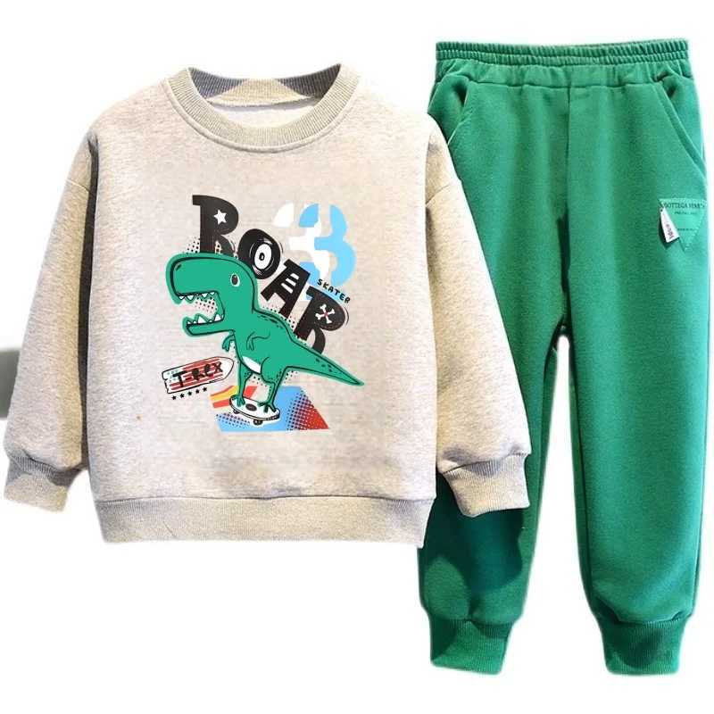 Autumn Children Boy Clothes Set Kid Girls Cartoon Printed Sweatshirts Pullover Top And Pants Suit Long Sleeve Tracksuits C250912