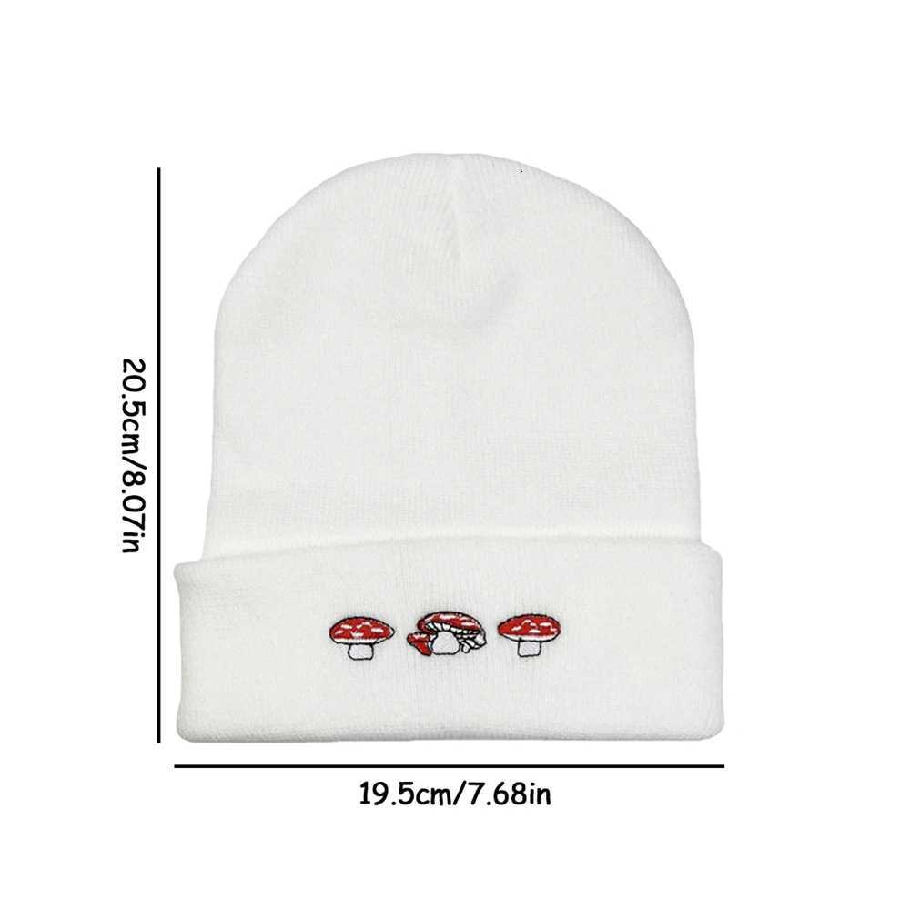 1pc Autumn Winter Acrylic Fiber broidery Ta Mushro Knit Beanie Skl Hat for Men Wen Outdoor Cold G250910