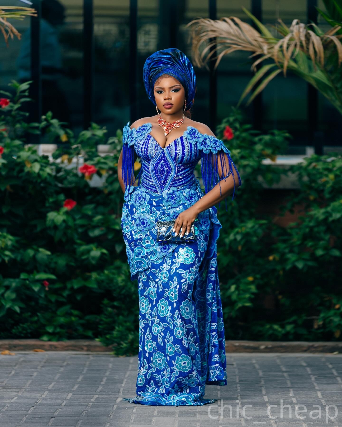 Aso Ebi Blue Sheath Prom Dresses 2025 Flowers Beaded Sequined Evening Formal Party Second Birthday Engagement Gowns Plus Size Dress For Special Occasi