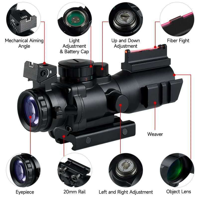 4x32 Tricolor Illuminated Riflescope Nitrogen Filled Anti Fog Enclosed 4x Magnifying Glass Adjustable Diopter Airsoft Collimator C250912