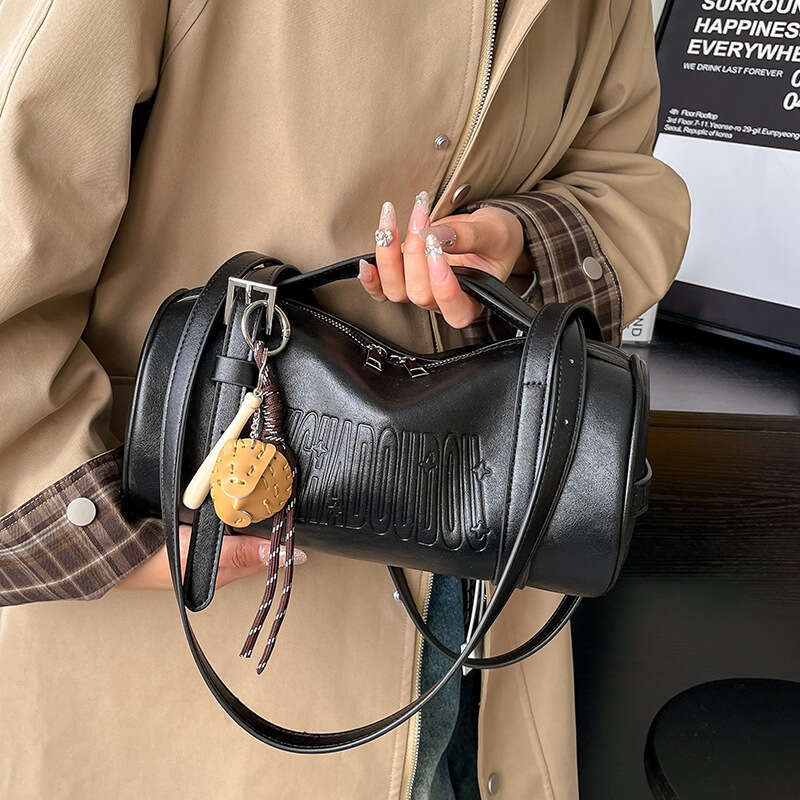 Trendy Melard Texture Handheld Soft Leather Cylinder Designer Bags for Women Versatile Simple Multi-Way Pillow Bag