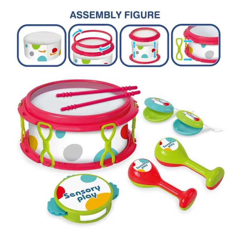 New High Quality 6pcs Kids Early Education Tambourine Instruments Toys Musical Drum Kit Children Music Set for Boy and Girl Baby C250912