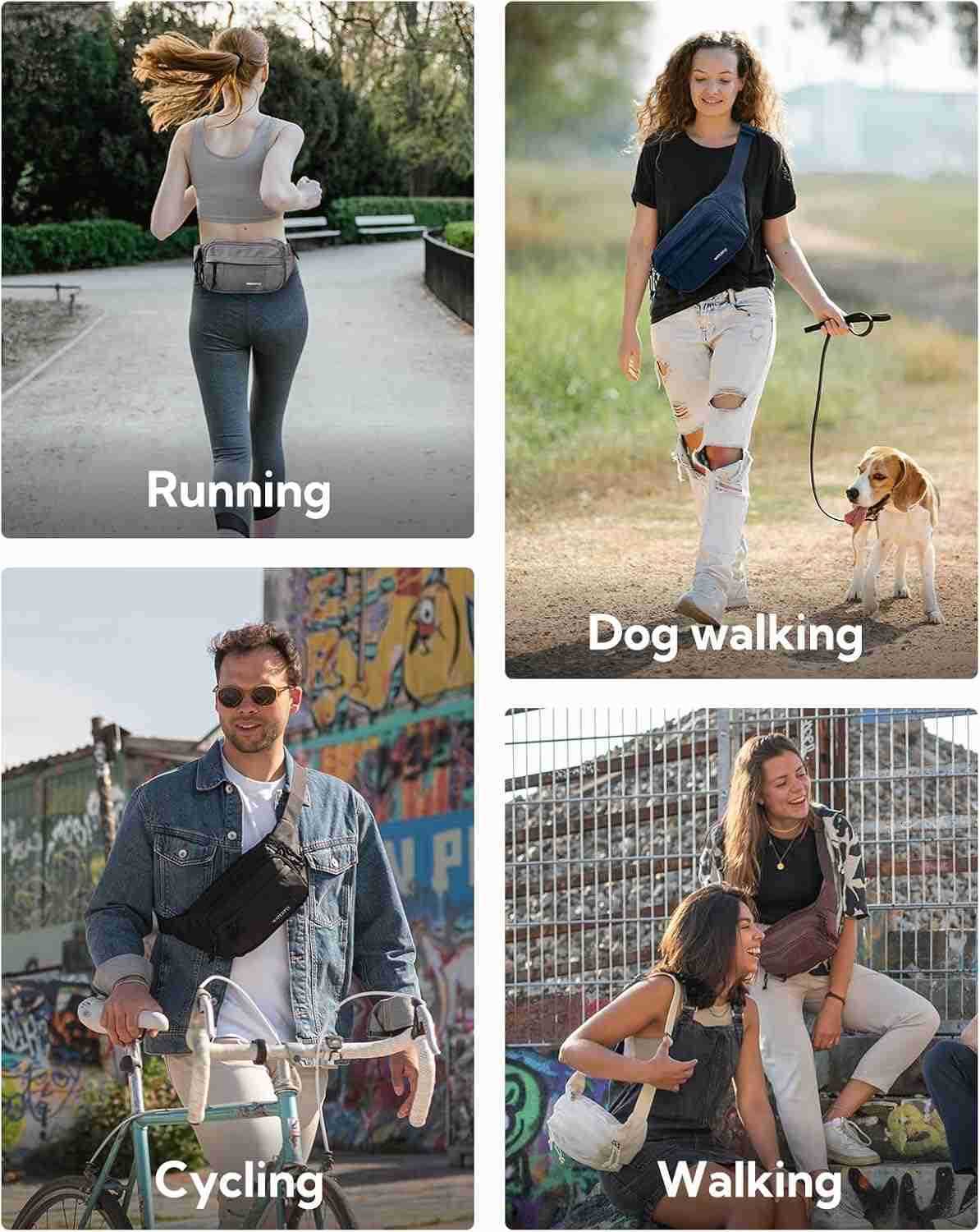 Fanny Pack Waist Packs Large Crossbody Fanny Packs for Women Men with 5 Zipper Pockets Adjustable Strap Waist Bags Hip Pack for Traveling Cycling Runn