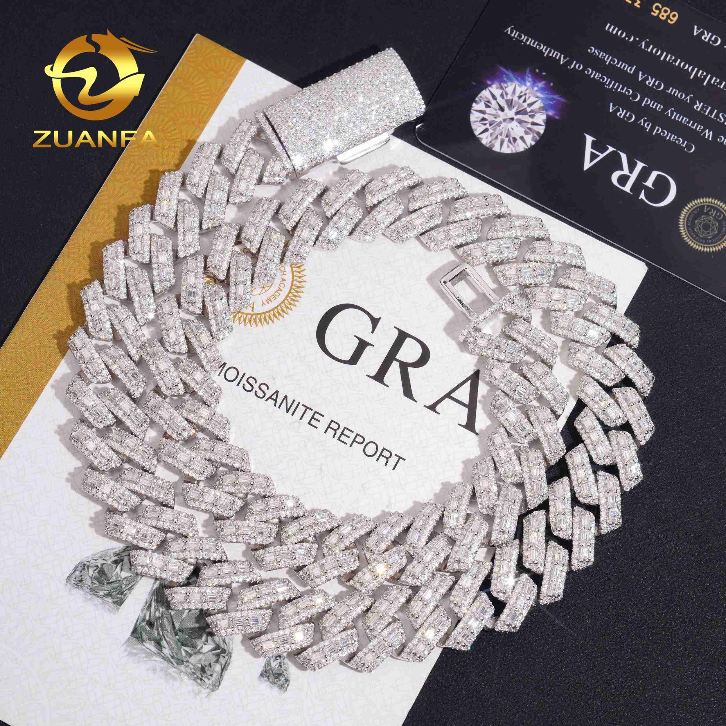 VVS Moissanite Diamond Fine Jewelry Pass Diamond Tester Miossanite Hip Hop Iced Out Necklace 16mm Miami Cuban Link Chain