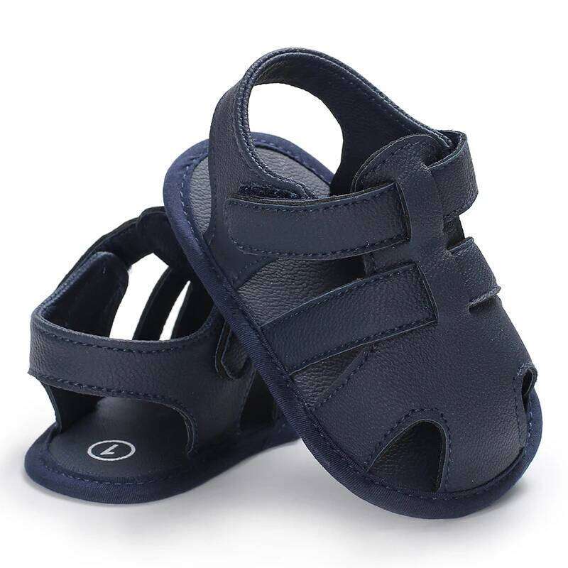 Summer 0-18 Months Baby Sandals Handsome Boys Headband Anti Kick PU Breathable Casual Walking Shoes