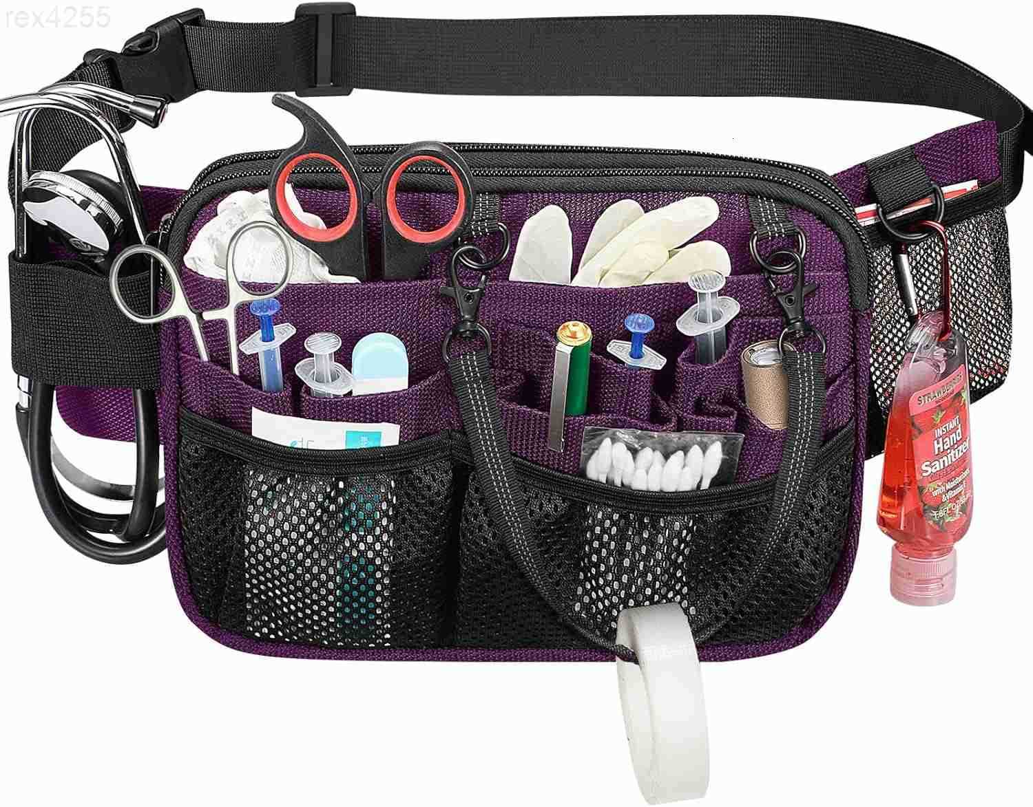 Nurse Fanny Pack with Tape Holder Multi Compartment Medical Gear Pocket Nursing Organizer Belt Bag Apron Hip Bag Utility Waist Pack for Stethoscopes B